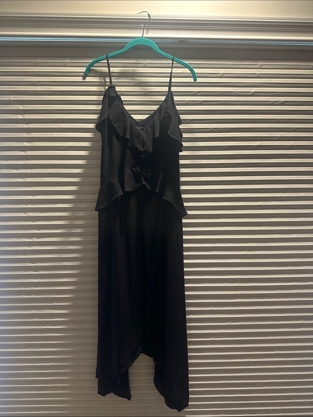 BCBGMaxAzria Black Ruffle Midi Slip Dress